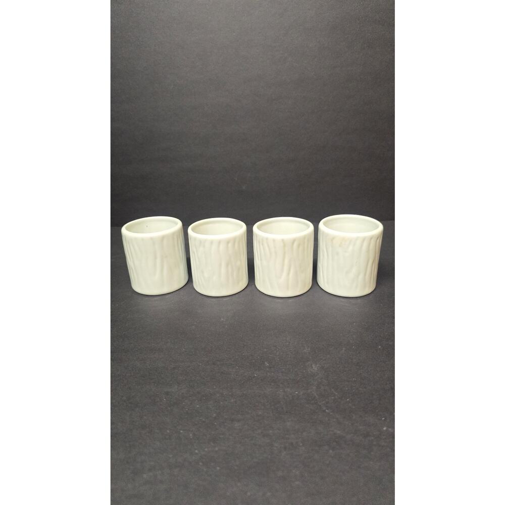 BIA Cordon Bleu White Ceramic Ramekins Set 4 Small Round Woodgrain Oven Safe